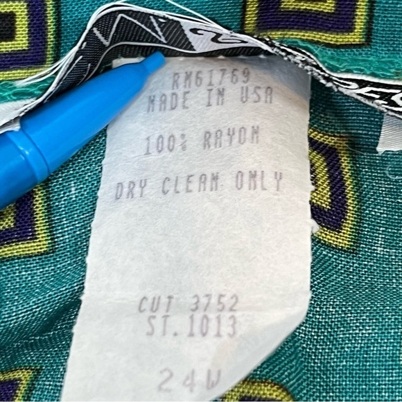 Vintage C.M Shapes Tank Top Womens 24 Green Boxy Made In USA - Picture 4 of 11